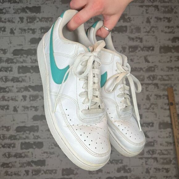 Nike | women white court vision with teal swish - Picture 1 of 11